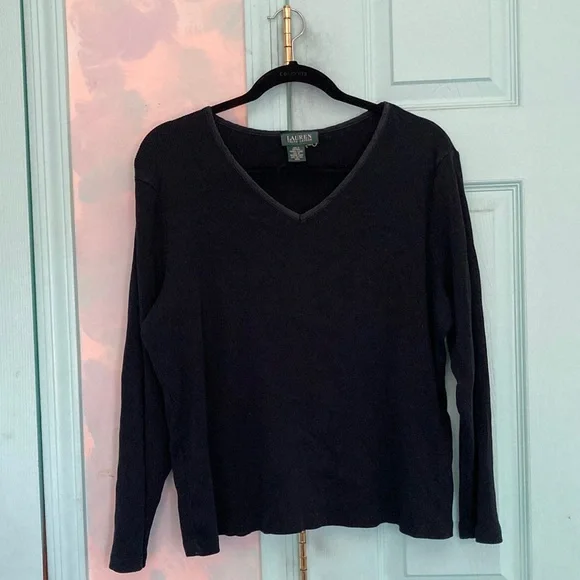Navy ribbed Lauren Ralph Lauren thermal top - Picture 1 of 6